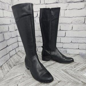 Corso Como Black Leather Knee-High Boots Womens 8M Riding Stylish Comfort